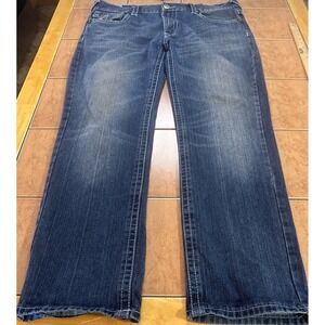 TRUE RELIGION Men's Jeans 42 x 31 Dark Denim Bootcut Flap Pockets‎ USA Made
